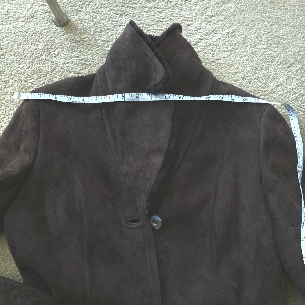 Dark Mocha Brown 100% Genuine European Sheepskin Shearling Leather Jacket - Picture 13 of 14